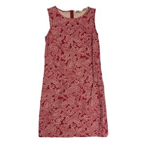 Eddie Bauer Red White Paisley Floral Sheath Midi Dress Women's Size Medium